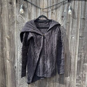 Strateas Carlucci Black Asymmetrical Cable Knit Long Duster Cardigan XS